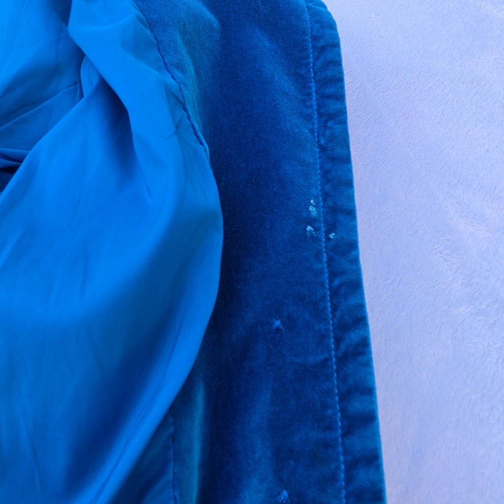 Lucky Brand Teal Blue Velvet Blazer Jacket Single Button Size L Cotton Blend - Picture 8 of 12